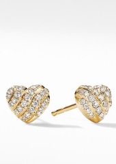 David Yurman Heart Stud Earrings in 18K Yellow Gold with Pavé Diamonds at Nordstrom