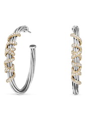 David Yurman Helena Large Hoop Earrings with Diamonds & 18K Gold