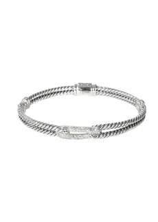 David Yurman Labyrinth Mini Loop Diamond Bracelet in Sterling Silver 0.27 CTW