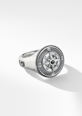 David Yurman Maritime® Compass Signet Ring with Center Black Diamond in Silver/Black Diamond at Nordstrom