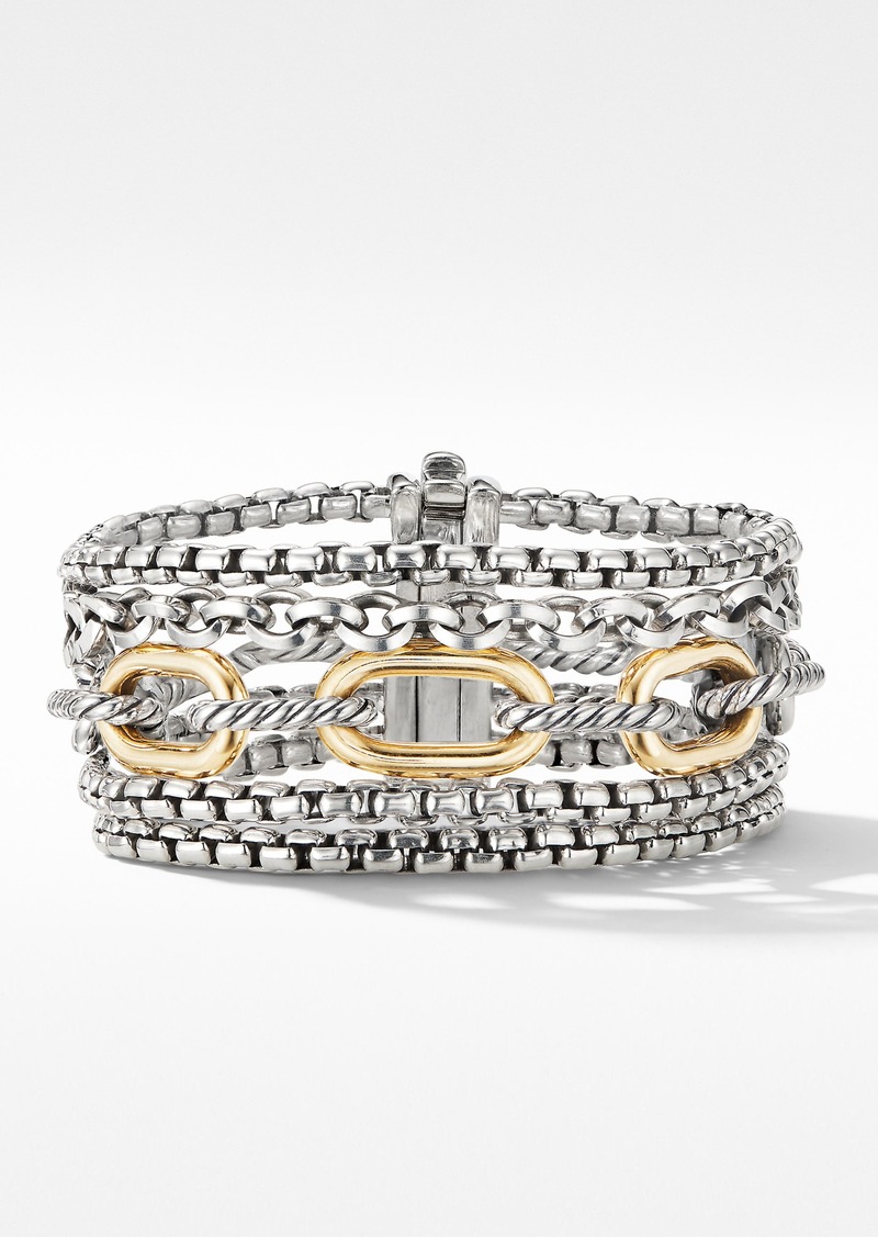 David Yurman Multi-Row Chain Bracelet with 18K Yellow Gold in Silver/Gold at Nordstrom
