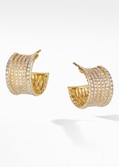 David Yurman Origami Cable Huggie Hoops in 18K Yellow Gold and Full Pavé in Yellow Gold/Diamond at Nordstrom