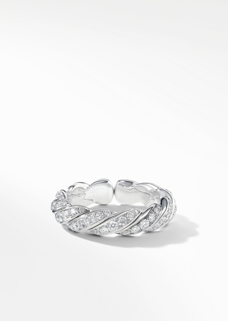 David Yurman Pave Flex Band Ring with Diamonds and 18K White Gold in Silver at Nordstrom