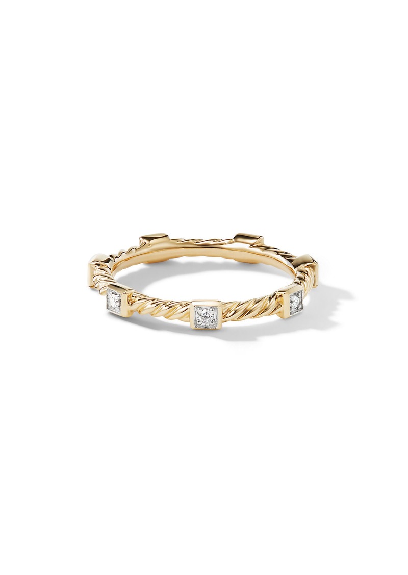 David Yurman Paveflex Ring with Diamonds in 18K Gold