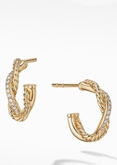 David Yurman Petite Infinity Huggie Earrings in 18K Gold with Pavé Diamonds in Diamond/Yellow Gold at Nordstrom