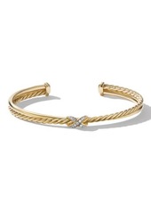 David Yurman Petite X Cuff Bracelet in 18K Yellow Gold with Pavé Diamonds at Nordstrom