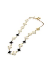 David Yurman Quatrefoil Onyx Diamond Necklace In 18K Yellow Gold 1.75 Ct