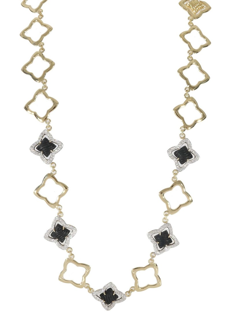 David Yurman Quatrefoil Onyx Diamond Necklace in 18k Yellow Gold 1.75 CT