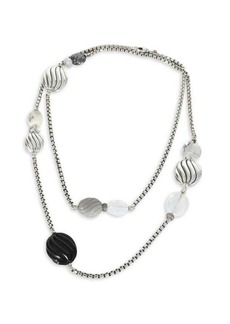 David Yurman Rock Crystal, Moonstone, Onyx Chalcedony Necklace In Silver