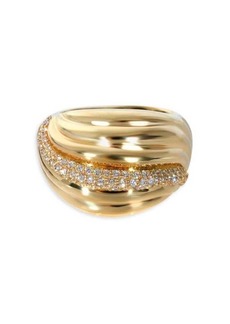 David Yurman Sculpted Cable Dome Ring In 18K Yellow Gold 0.49 Ctw