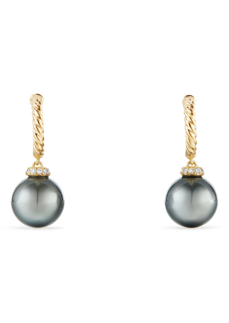 David Yurman Solari Hoop Earrings with Diamonds and Genuine Pearl in Gold/Diamond/Grey Pearl at Nordstrom