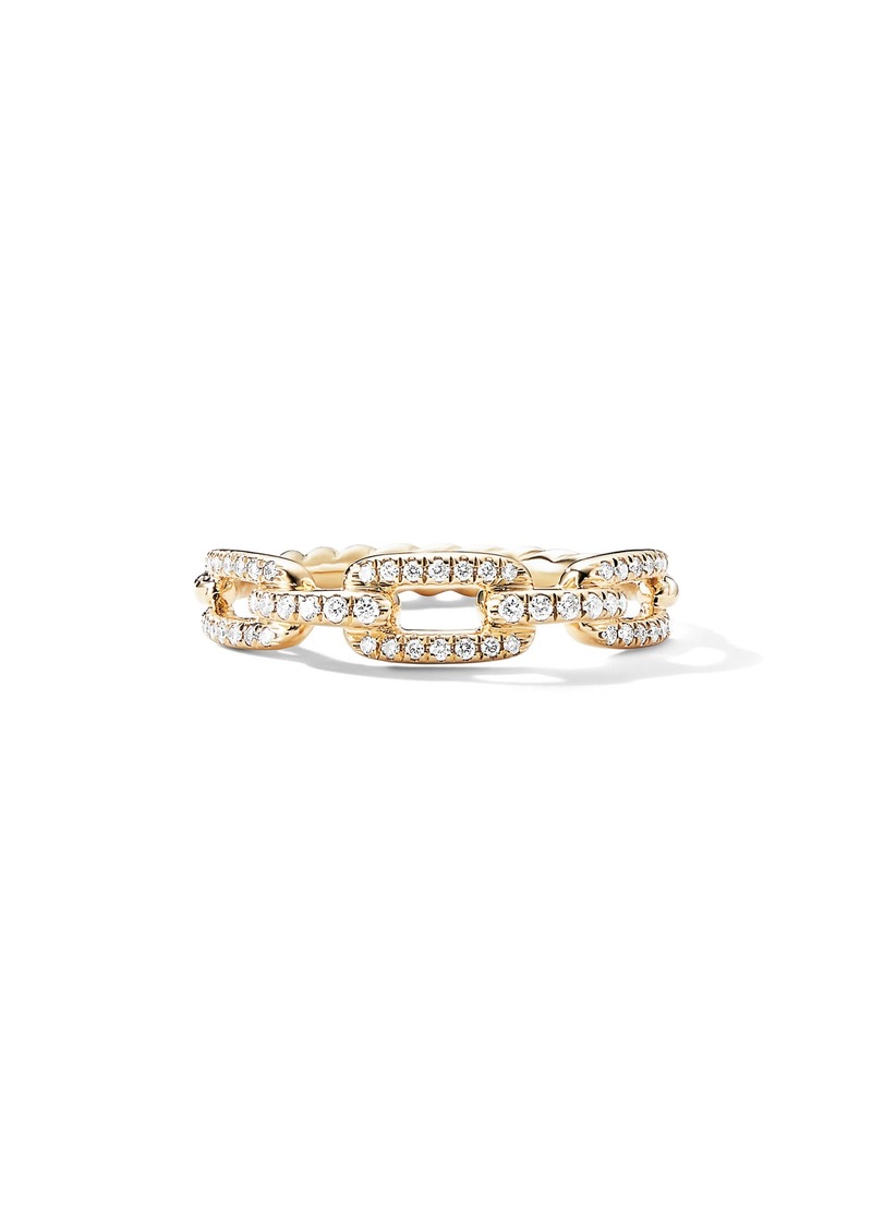 David Yurman Stax 18K Gold Single Row Pave Chain Link Ring with Diamonds in Yellow Gold/Diamond at Nordstrom