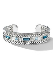 David Yurman Stax Narrow Cuff Bracelet with Hampton Blue Topaz & Diamonds at Nordstrom