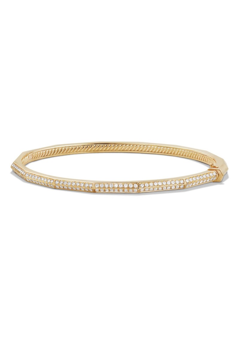 David Yurman Stax Single-Row Faceted 18K Gold Bracelet with Diamonds