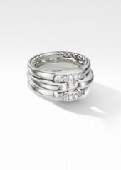David Yurman Thoroughbred® Cushion Link Ring with Diamonds in Silver/Diamond at Nordstrom