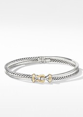 David Yurman Two-Row Buckle Bracelet with 18K Yellow Gold in Silver/Gold at Nordstrom