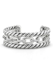 David Yurman Wellesley Link Chain Three-Row Cuff with Diamonds in Silver at Nordstrom