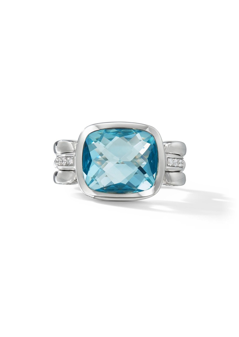 David Yurman Wellesley Link Statement Ring with Diamonds in Sky Blue Topaz at Nordstrom