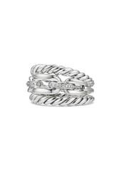 David Yurman Wellesley Three-Row Ring with Diamonds in Silver at Nordstrom