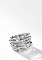 David Yurman Wide Crossover Pavé Diamond Ring in Silver/Diamond at Nordstrom