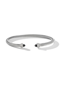 David Yurman sterling silver Cable Classics onyx and diamond bracelet