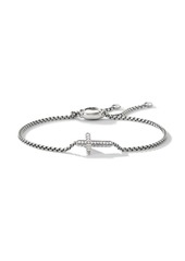 David Yurman sterling silver Petite Pavé Cross Chain diamond bracelet