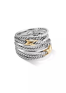 David Yurman Double X Crossover Ring with 18K Yellow Gold
