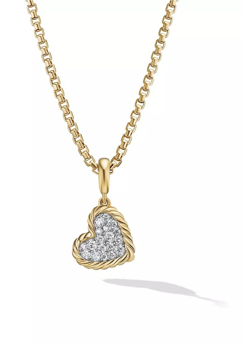 David Yurman DY Elements Heart Pendant In 18K Yellow Gold with Pavé Diamonds