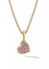 David Yurman DY Elements Heart Pendant In 18K Yellow Gold With Pavé Sapphires