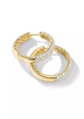 David Yurman DY Mercer Hoop Earrings In 18K Yellow Gold With Pave Diamonds