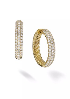 David Yurman DY Mercer Hoop Earrings In 18K Yellow Gold With Pave Diamonds