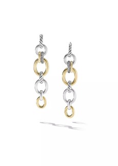 David Yurman DY Mercer™ Linked Drop Earrings In Sterling Silver, 18K Yellow Gold And Pavé Diamonds