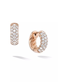 David Yurman DY Mercer™ Micro Hoop Earrings In 18K Rose Gold With Pavé Diamonds