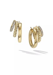David Yurman DY Mercer™ Multi Hoop Earrings In 18K Yellow Gold With Pavé Diamonds