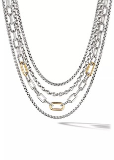 David Yurman Four Row Mixed Chain Bib Necklace in Sterling Silver with 18K Yellow Gold