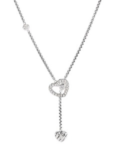 David Yurman sterling silver Cable Collectibles Heart Y diamond necklace