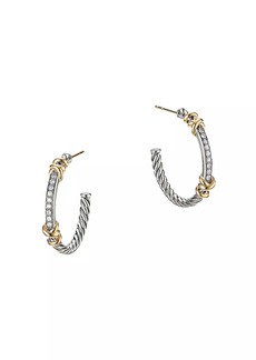 David Yurman Helena Hoop Earrings With 18K Yellow Gold & Diamonds