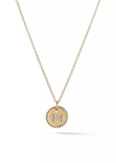 David Yurman Initial Charm Necklace in 18K Yellow Gold with Pavé Diamonds