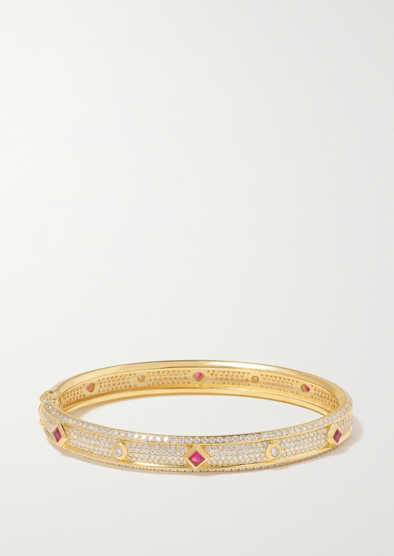 David Yurman Modern Renaissance 18-karat Gold Diamond And Ruby Bracelet