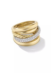 David Yurman Pavé Crossover Five Row Ring in 18K Yellow Gold