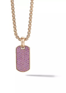 David Yurman Pavé Tag in 18K Rose Gold with Pink Sapphires, 21MM