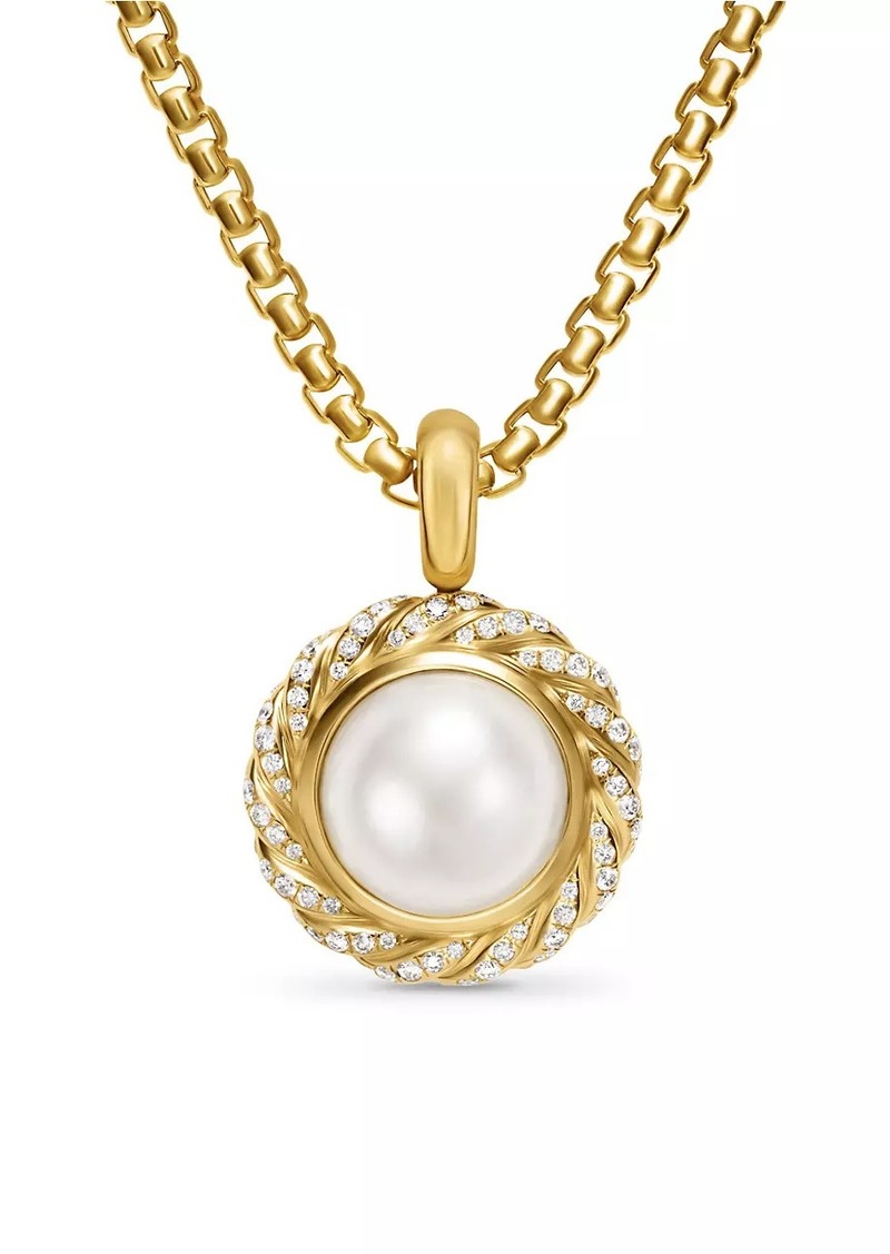 David Yurman Pearl Classics Cable Halo Amulet in 18K Yellow Gold with Diamonds, 18.8mm