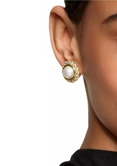 David Yurman Pearl Classics Cable Halo Button Earrings in 18K Yellow Gold with Diamonds, 18.8mm