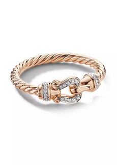 David Yurman Petite Buckle Ring In 18K Rose Gold