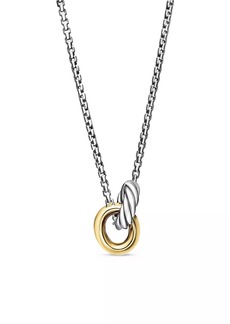 David Yurman Petite Cable Linked Necklace in Sterling Silver with 14K Yellow Gold, 15MM
