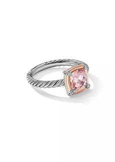 David Yurman Petite Chatelaine® Ring with Morganite, 18K Rose Gold and Pavé Diamonds