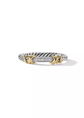 David Yurman Petite Helena Wrap Band Ring with 18K Yellow Gold and Pavé Diamonds