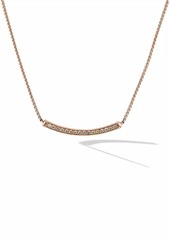 David Yurman Petite Pavé Bar Necklace in 18K Rose Gold