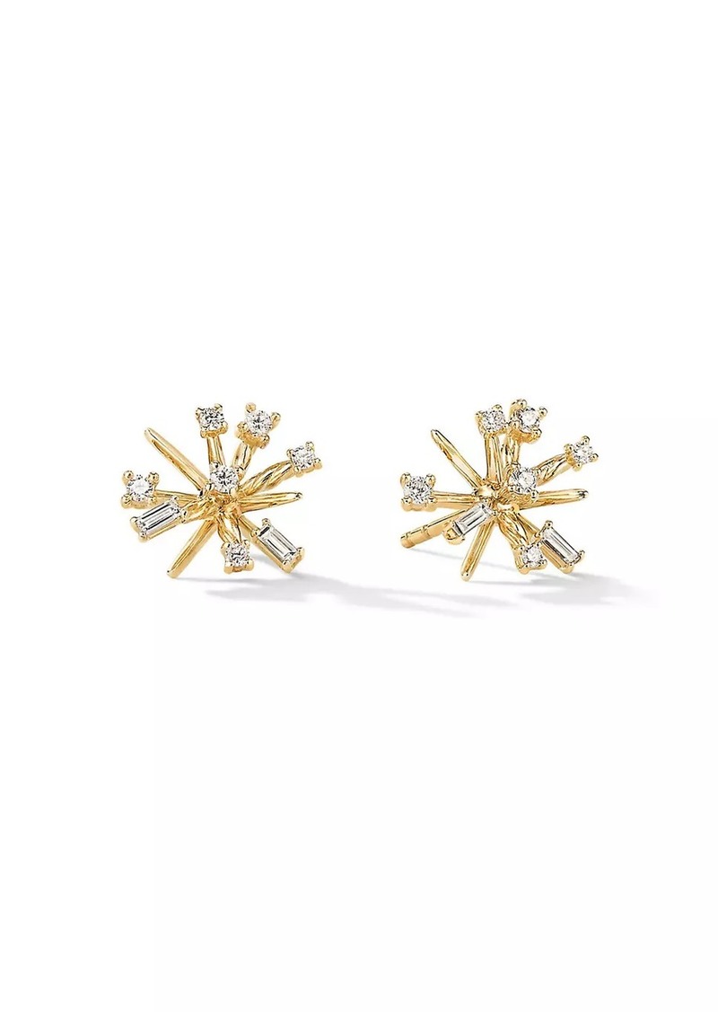 David Yurman Petite Supernova Stud Earrings in 18K Yellow Gold with Diamonds