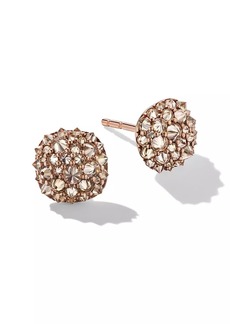 David Yurman Reverse Set Cushion Stud Earrings In 18K Rose Gold With Pavé Cognac Diamonds